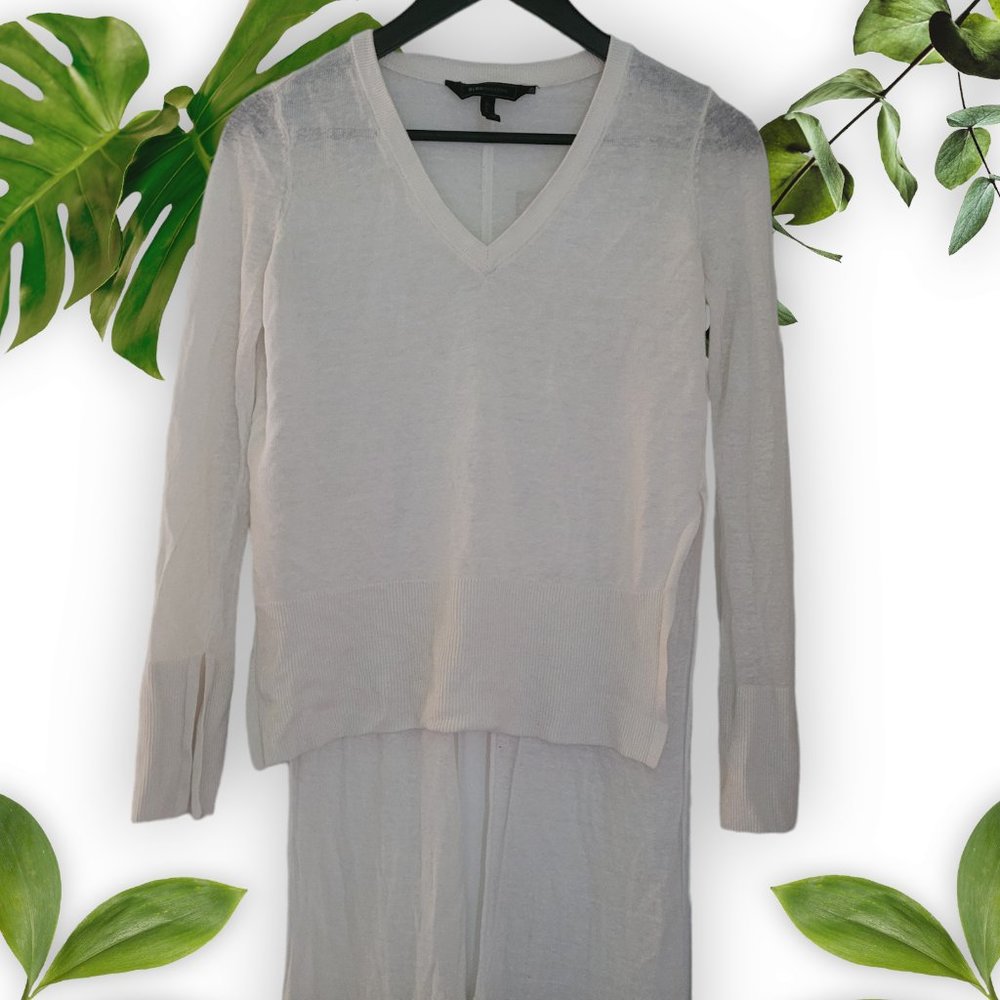 Split Hi-Low Hem Cream Sweater - sz XS